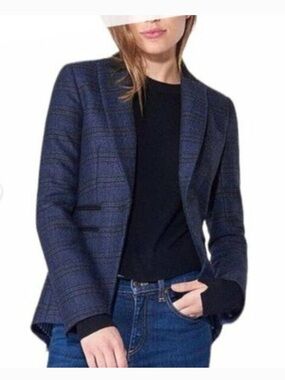 Veronica Beard Gia Dickey Plaid Blazer Size 12 Virgin Wool Made in USA
